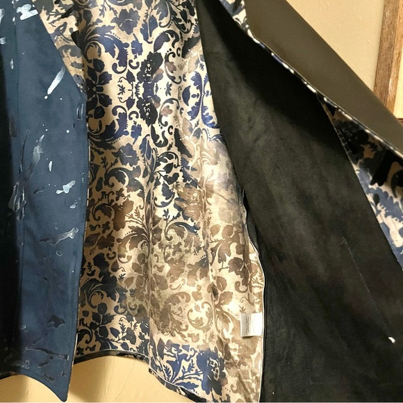 🌀🏷️🆕🎉 black & navy & gold metallic abstract design collar open jacket blazer - Picture 12 of 16